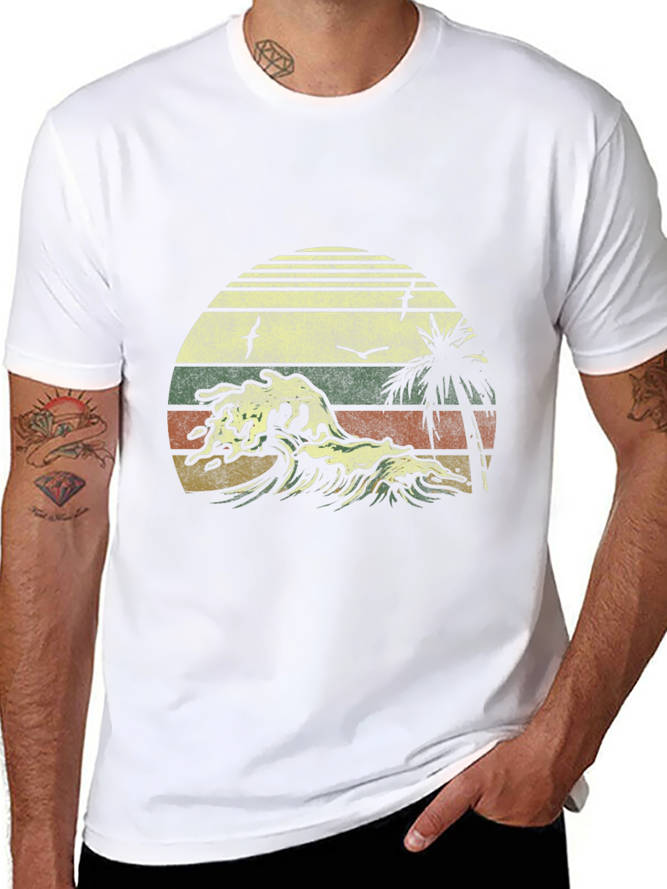 Retro Sunset Wave T-Shirt - Classic Design
