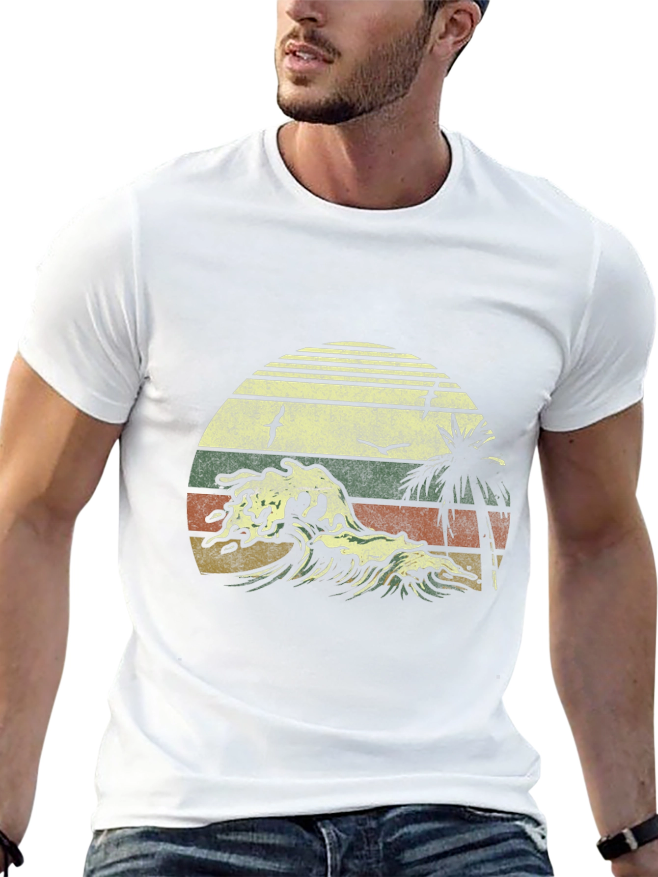 Retro Sunset Wave T-Shirt - Classic Design