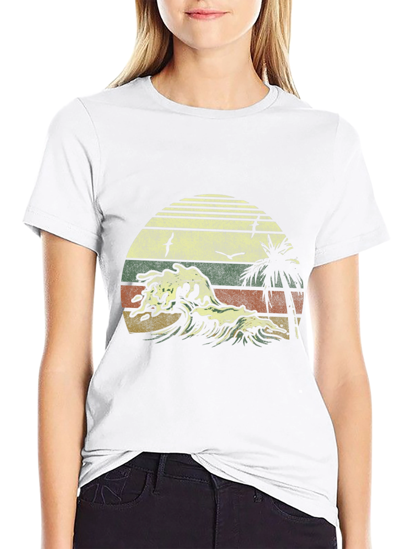Retro Sunset Wave T-Shirt - Classic Design