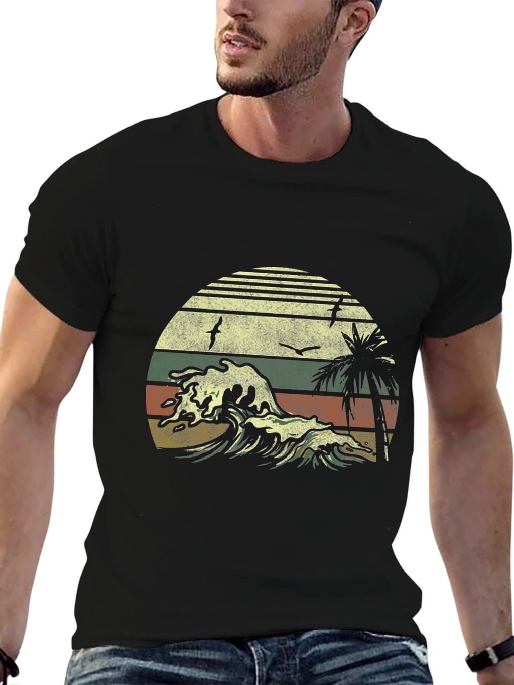Retro Sunset Wave T-Shirt - Classic Design