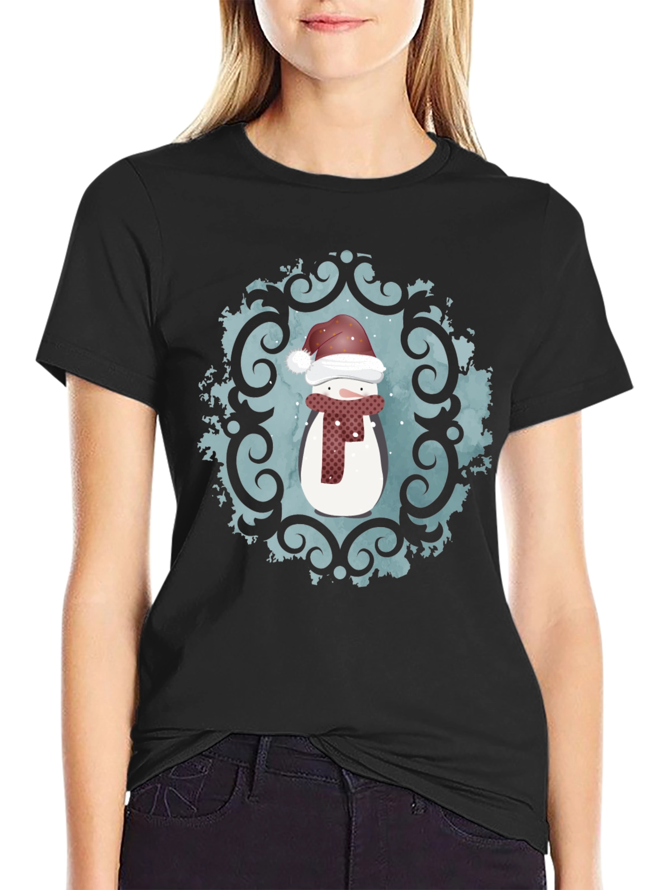 Festive Snowman Graphic Tee - Holiday Cheer