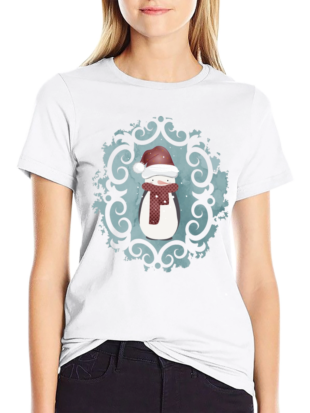 Festive Snowman Graphic Tee - Holiday Cheer