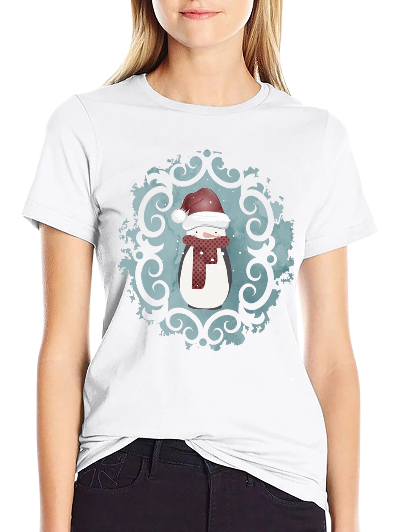 Festive Snowman Graphic Tee - Holiday Cheer