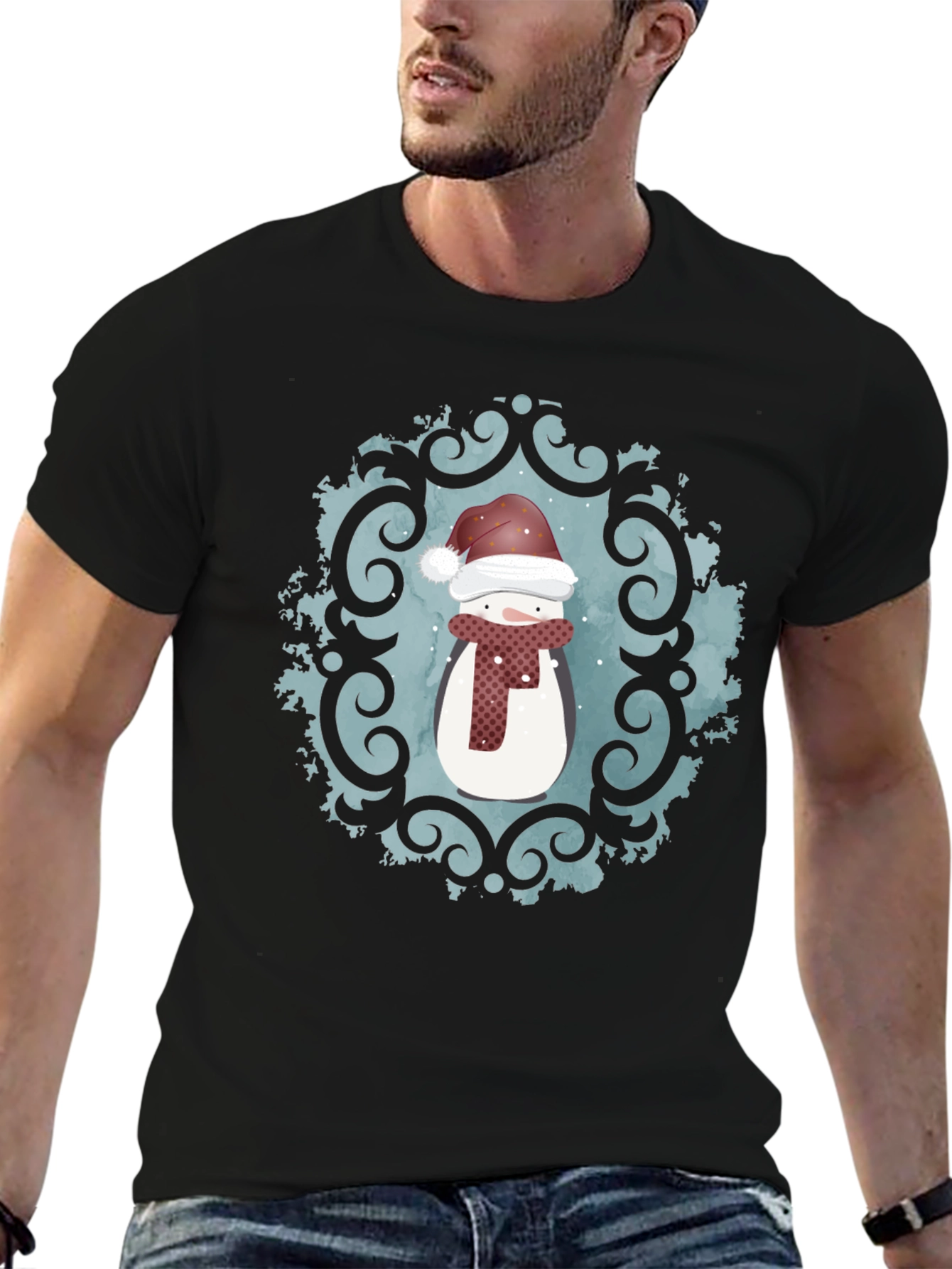 Festive Snowman Graphic Tee - Holiday Cheer
