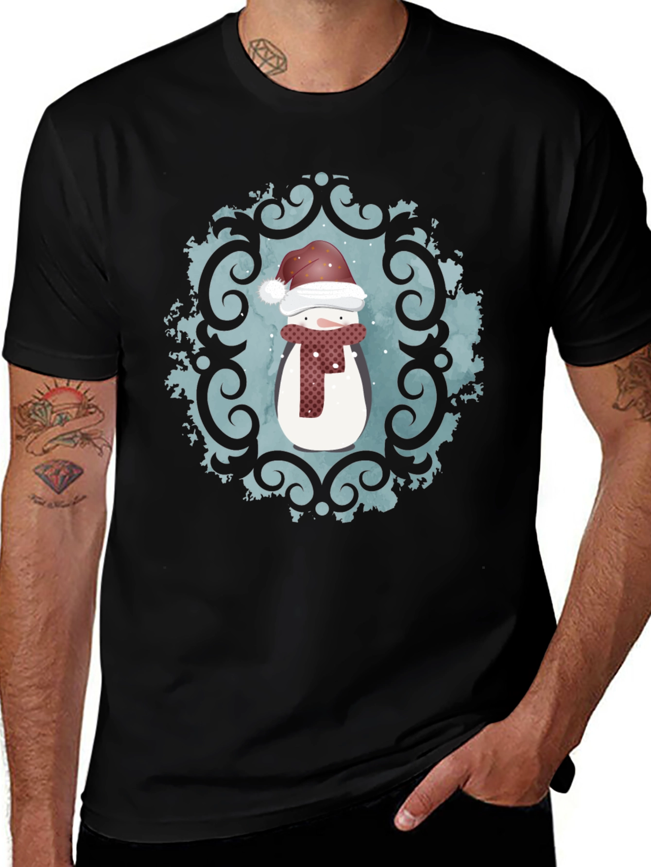 Festive Snowman Graphic Tee - Holiday Cheer