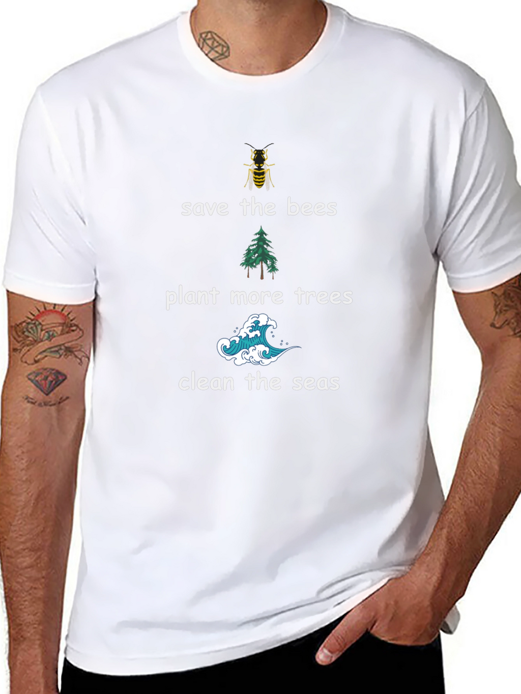 Eco-Friendly Tee: Save Bees Plant Trees Clean Seas