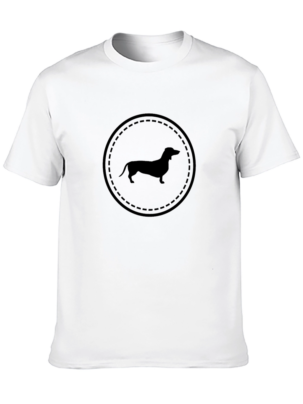 Dachshund Circle Graphic Tee - Black Cotton T-Shirt