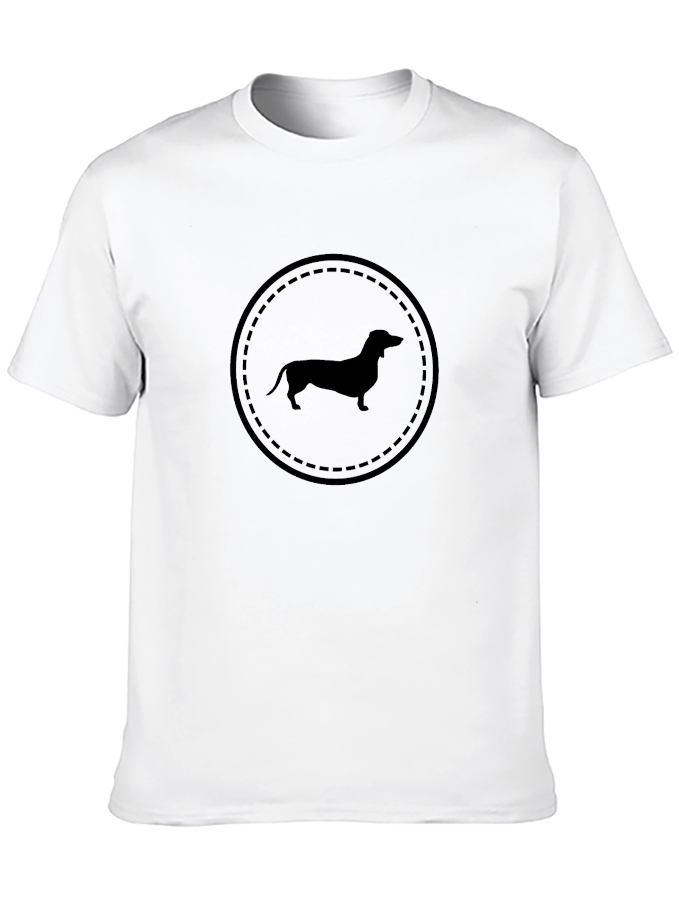 Dachshund Circle Graphic Tee - Black Cotton T-Shirt