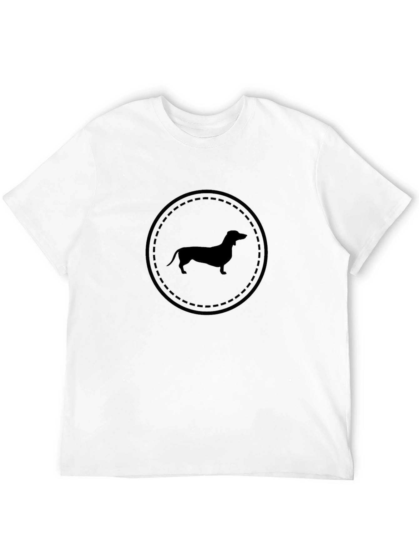Dachshund Circle Graphic Tee - Black Cotton T-Shirt