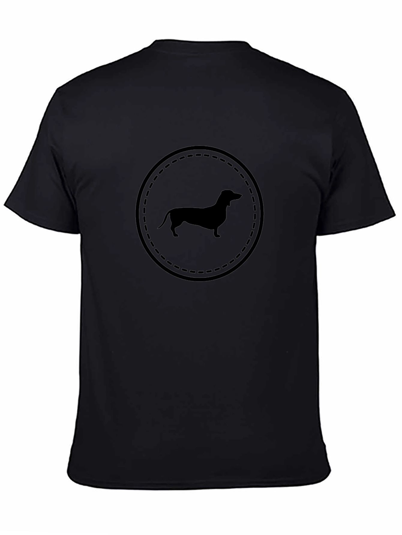 Dachshund Circle Graphic Tee - Black Cotton T-Shirt