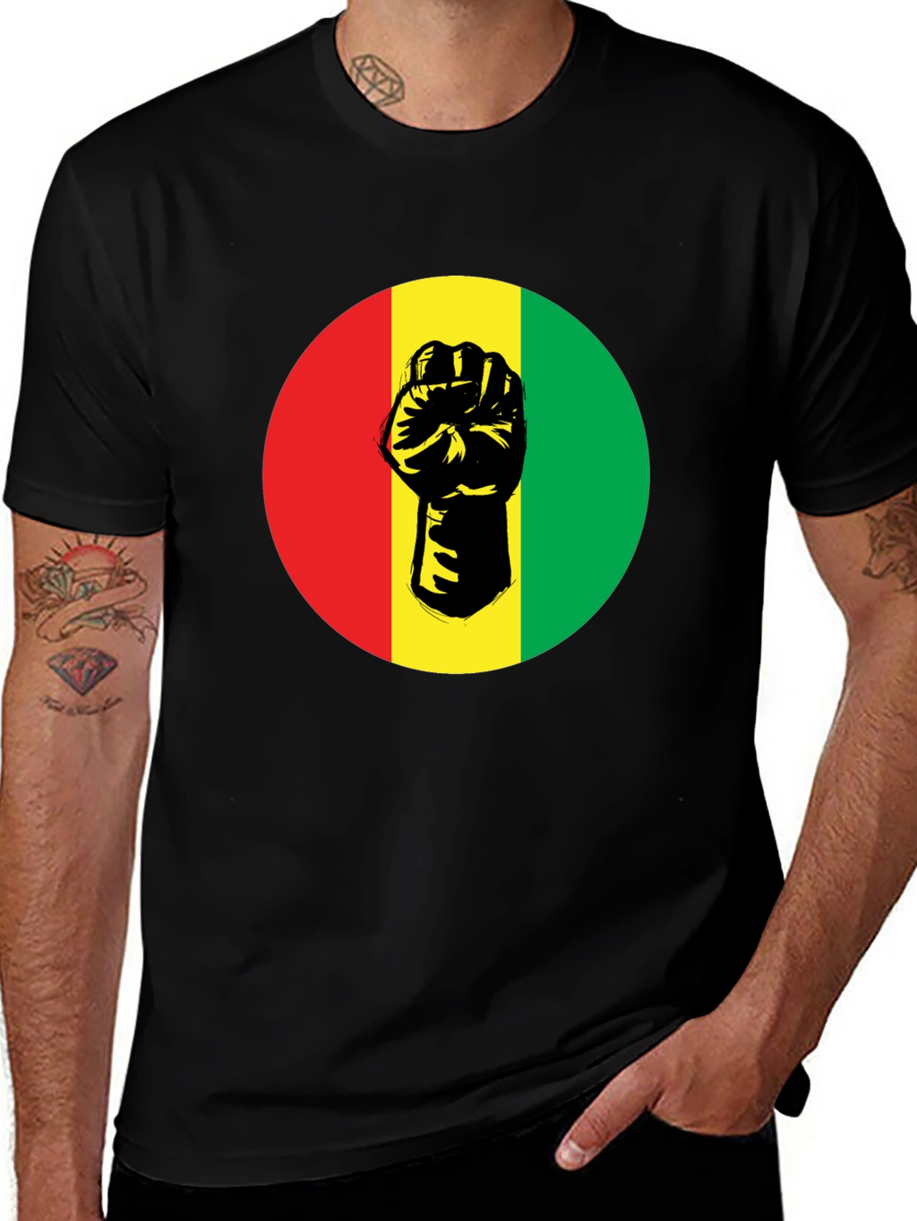 Pan-African Fist Graphic Tee - Black