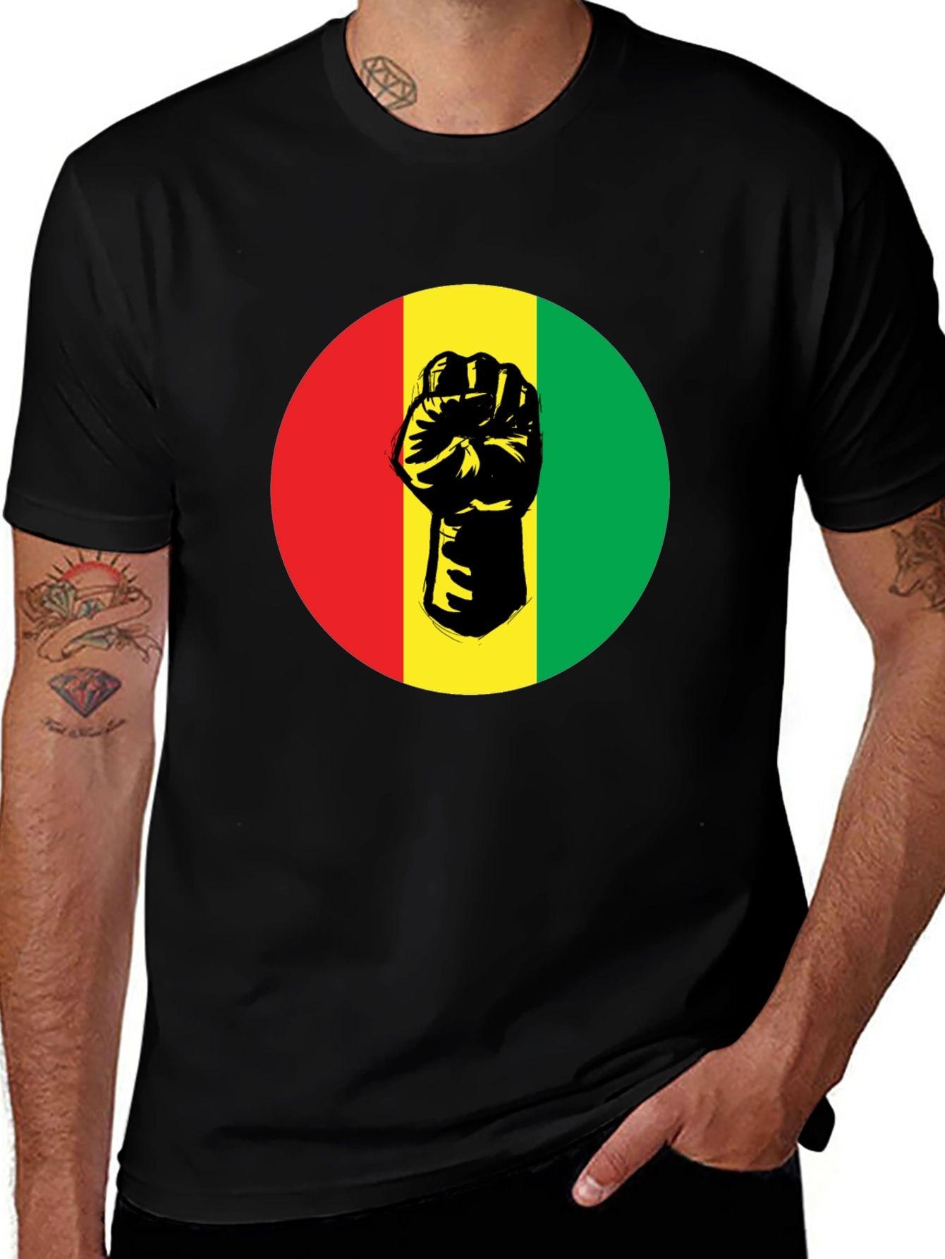 Pan-African Fist Graphic Tee - Black