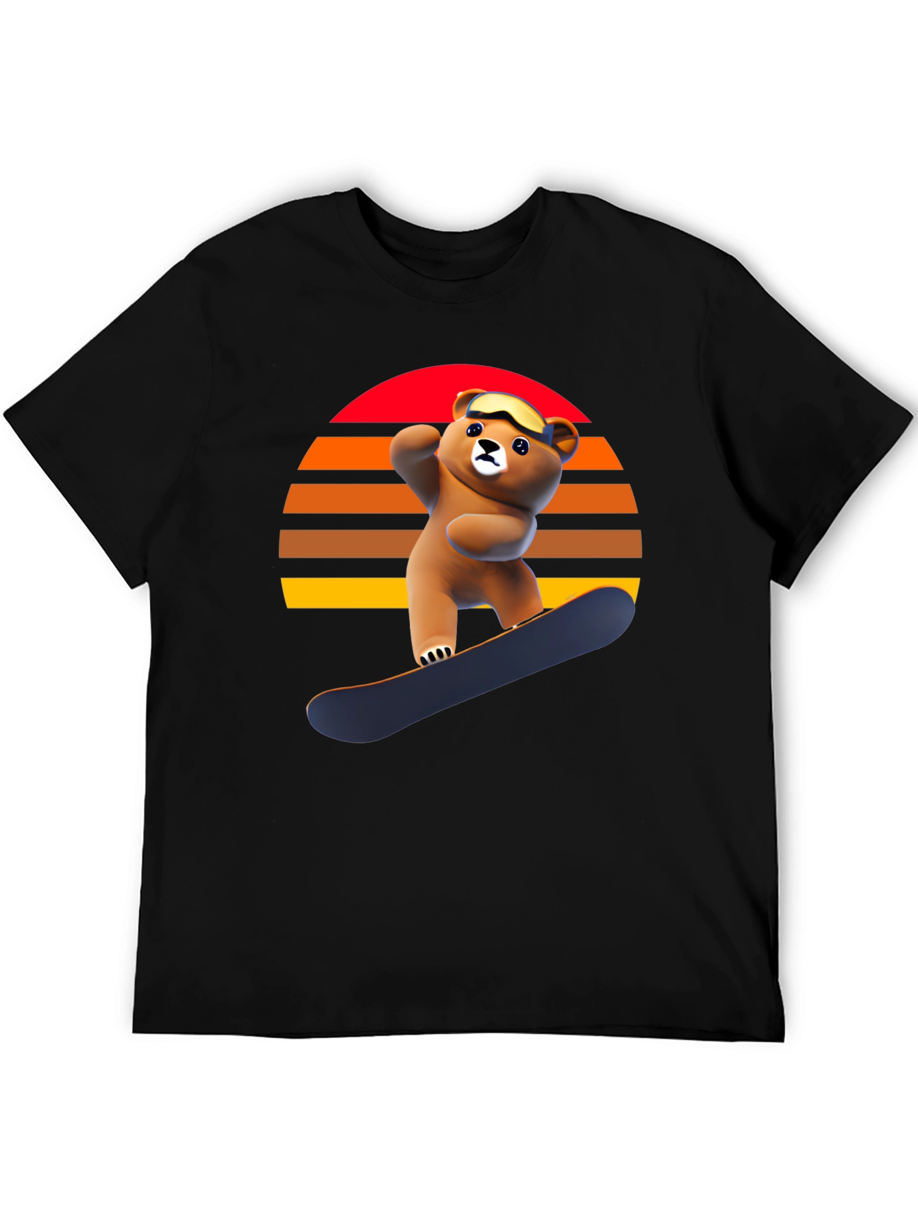 Snowboarding Bear Graphic Tee - Retro Style