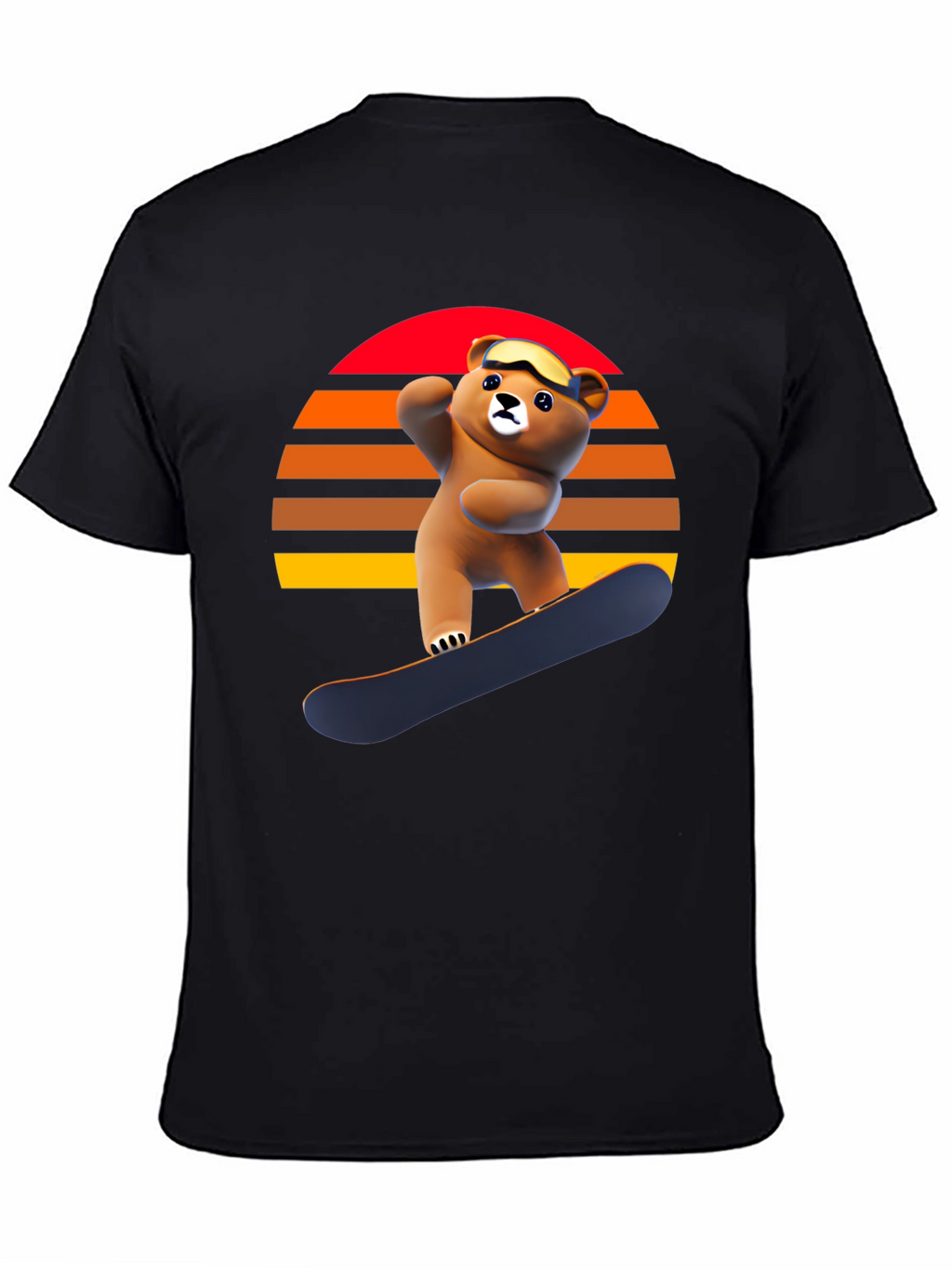 Snowboarding Bear Graphic Tee - Retro Style