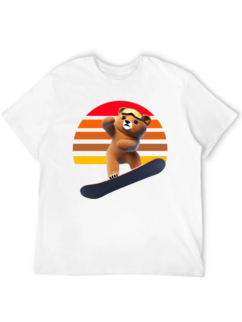 Snowboarding Bear Graphic Tee - Retro Style