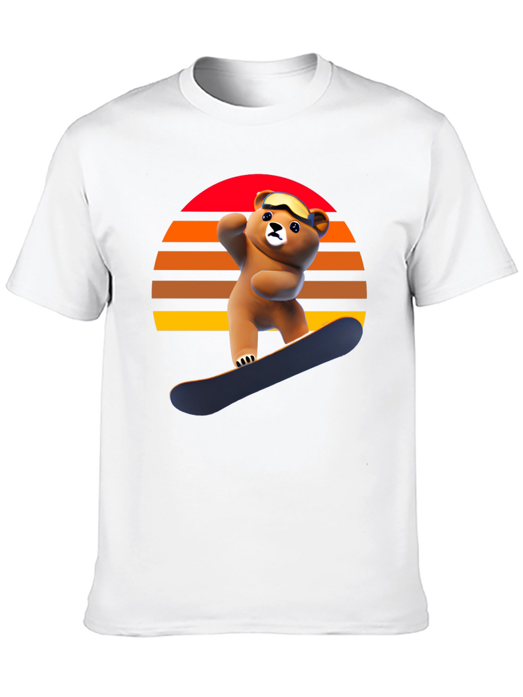 Snowboarding Bear Graphic Tee - Retro Style