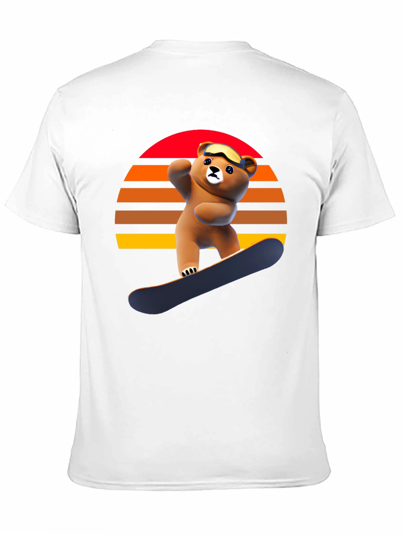 Snowboarding Bear Graphic Tee - Retro Style