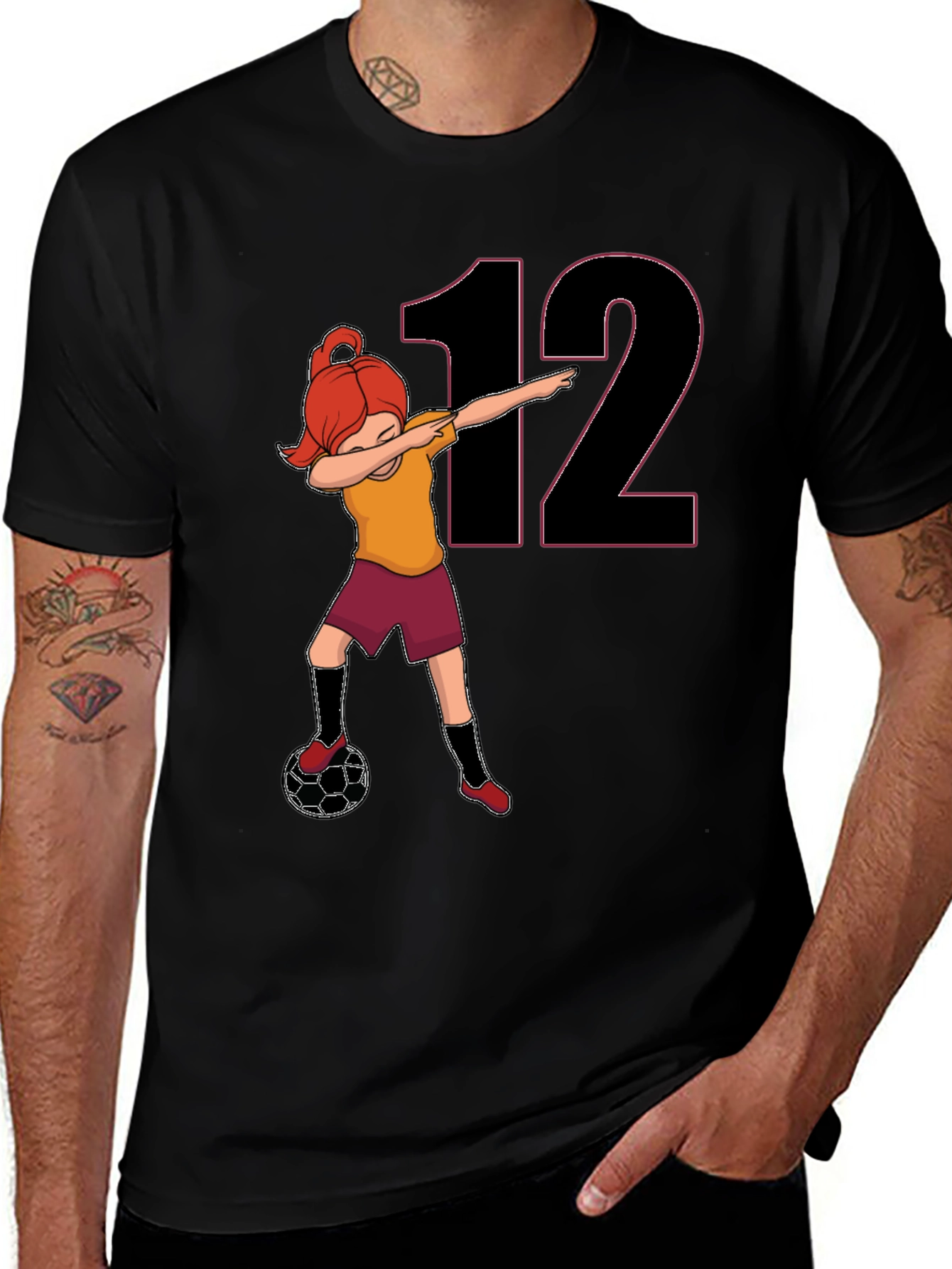Girl Soccer Dab T-Shirt - Number 12