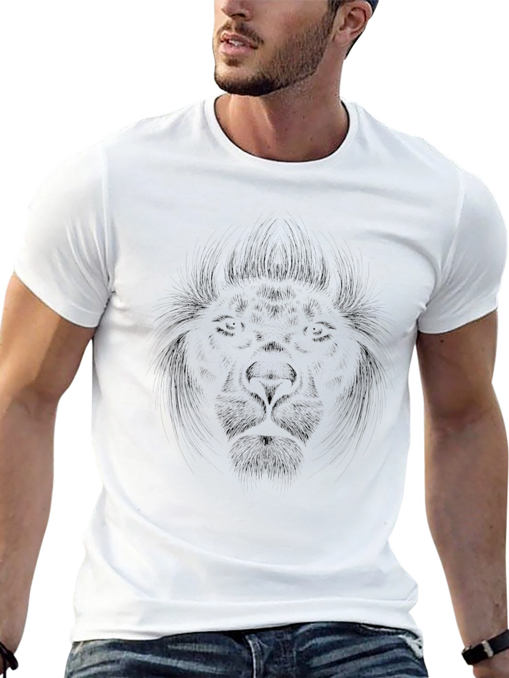 Lion Face Graphic Black T-Shirt