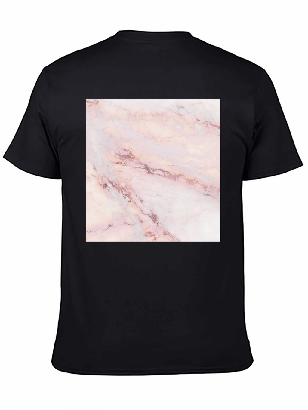 Rose Marble Print Black T-Shirt