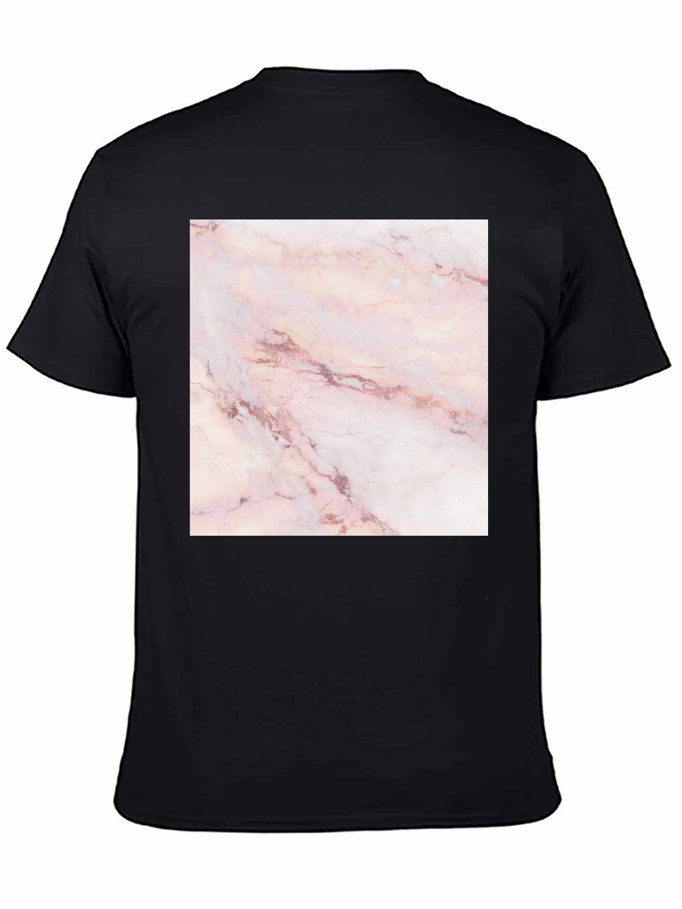 Rose Marble Print Black T-Shirt