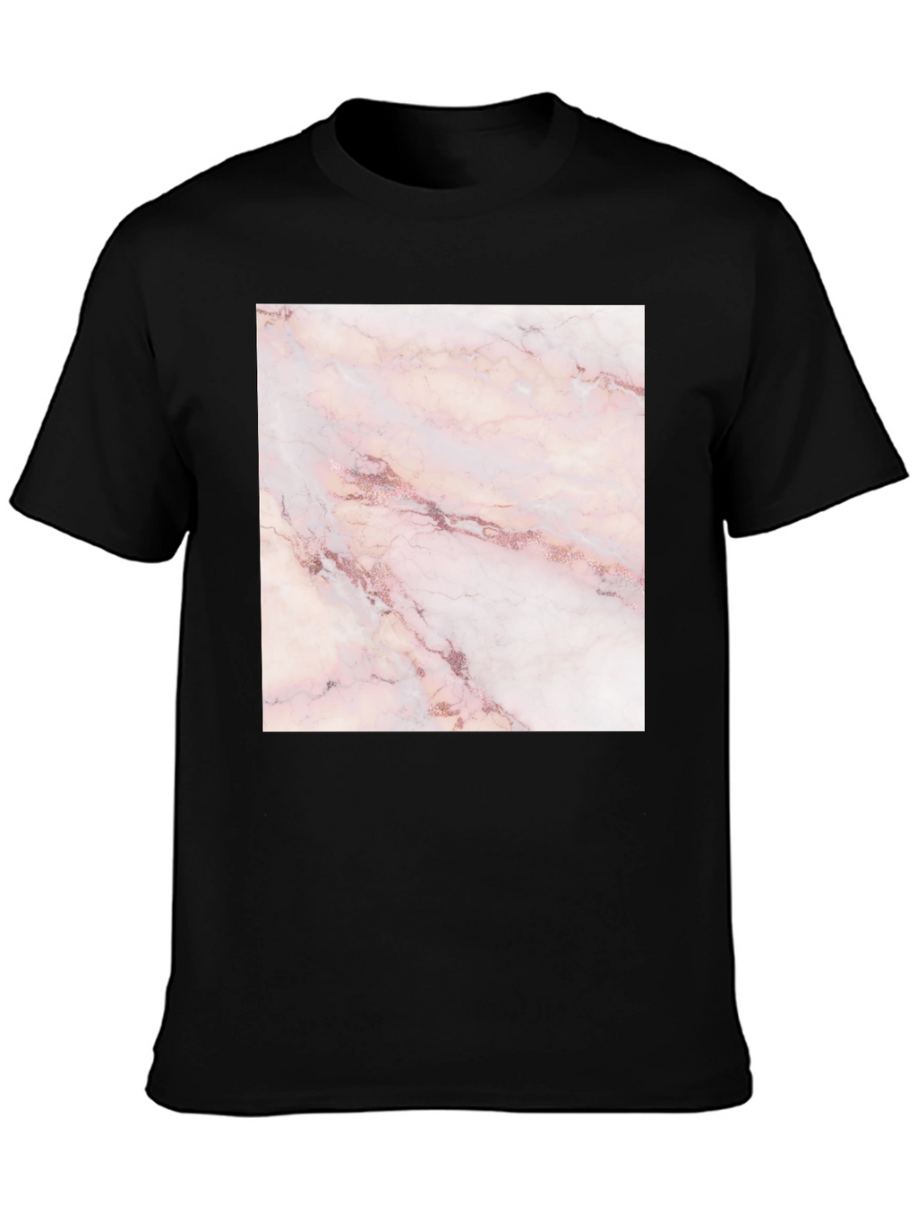 Rose Marble Print Black T-Shirt