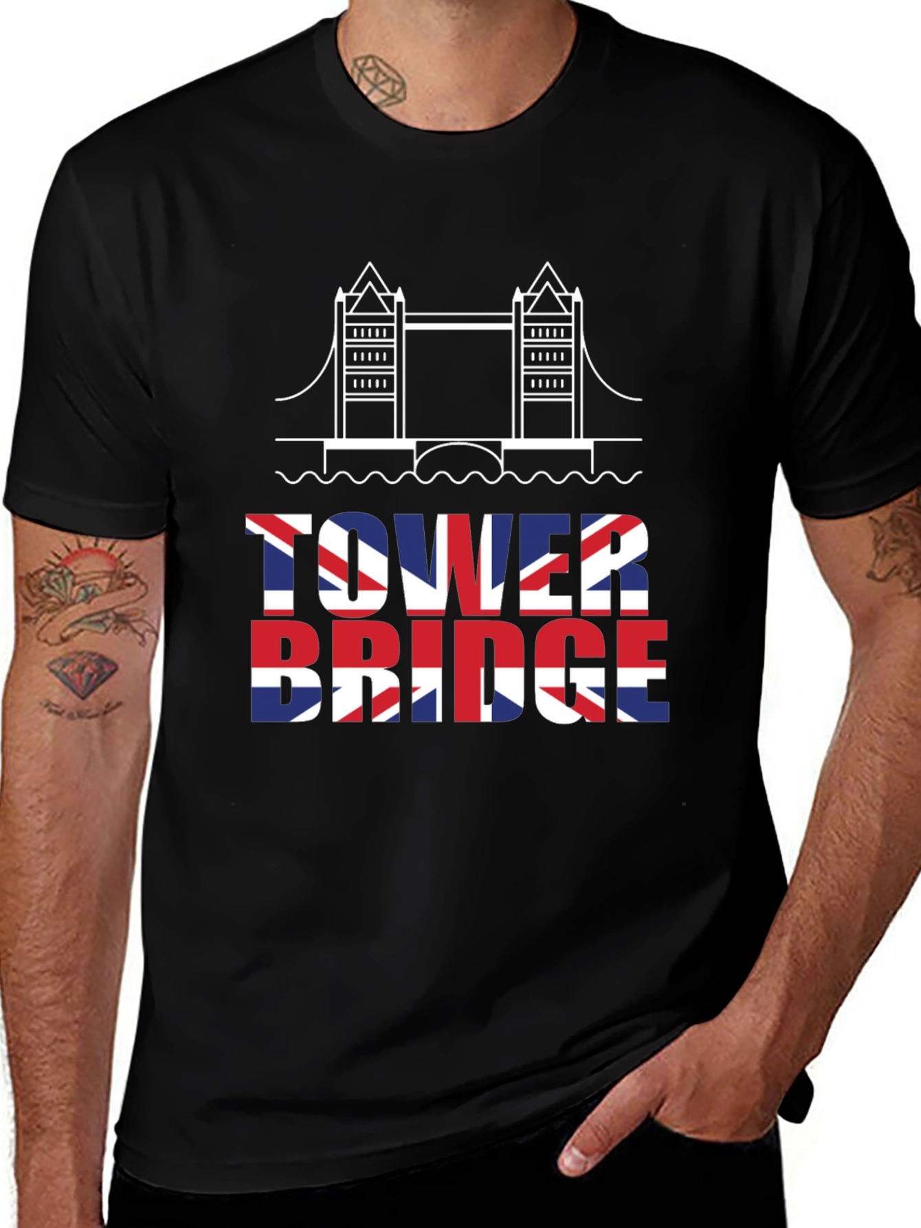 Tower Bridge UK Flag Graphic T-Shirt