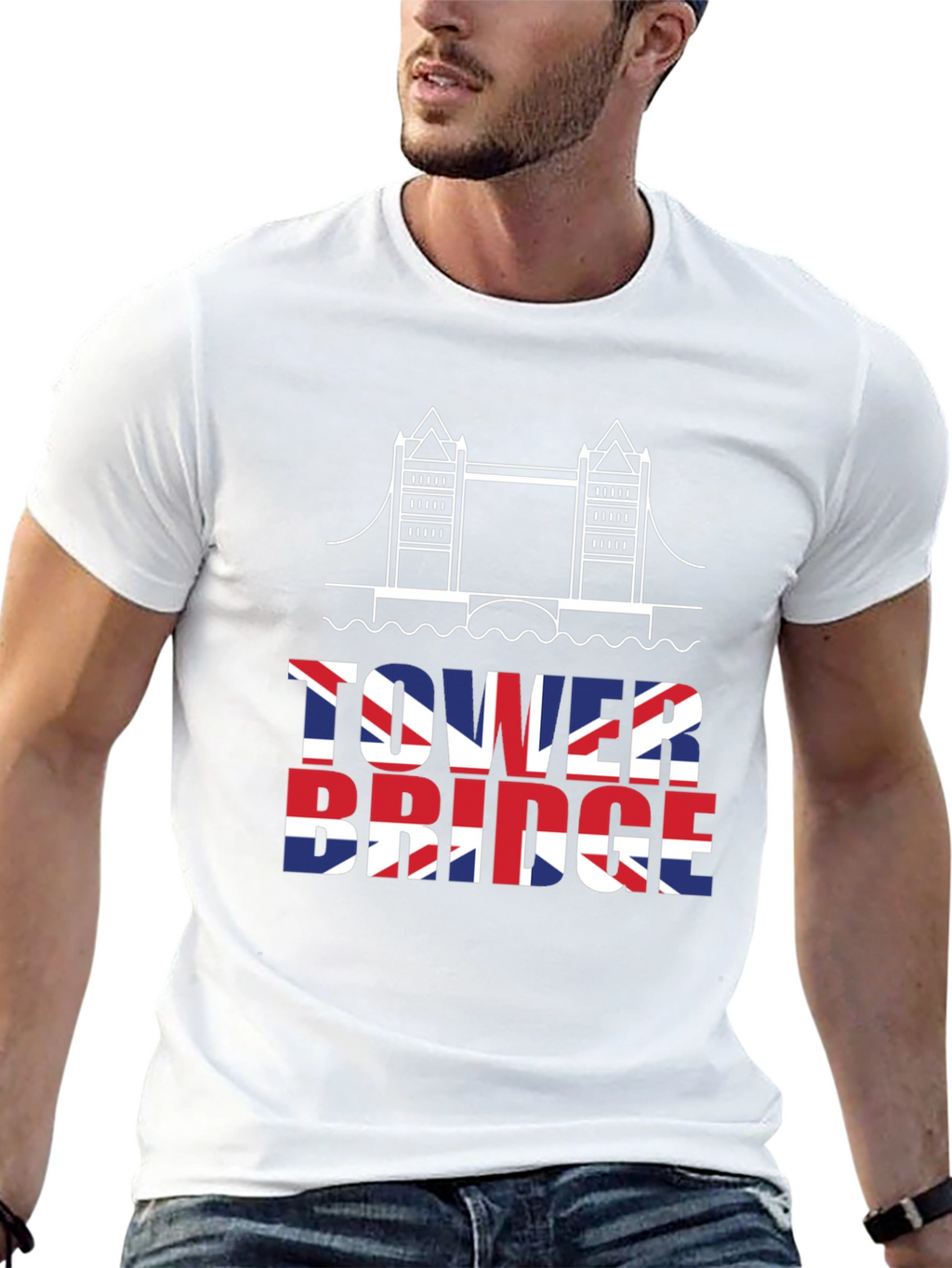 Tower Bridge UK Flag Graphic T-Shirt