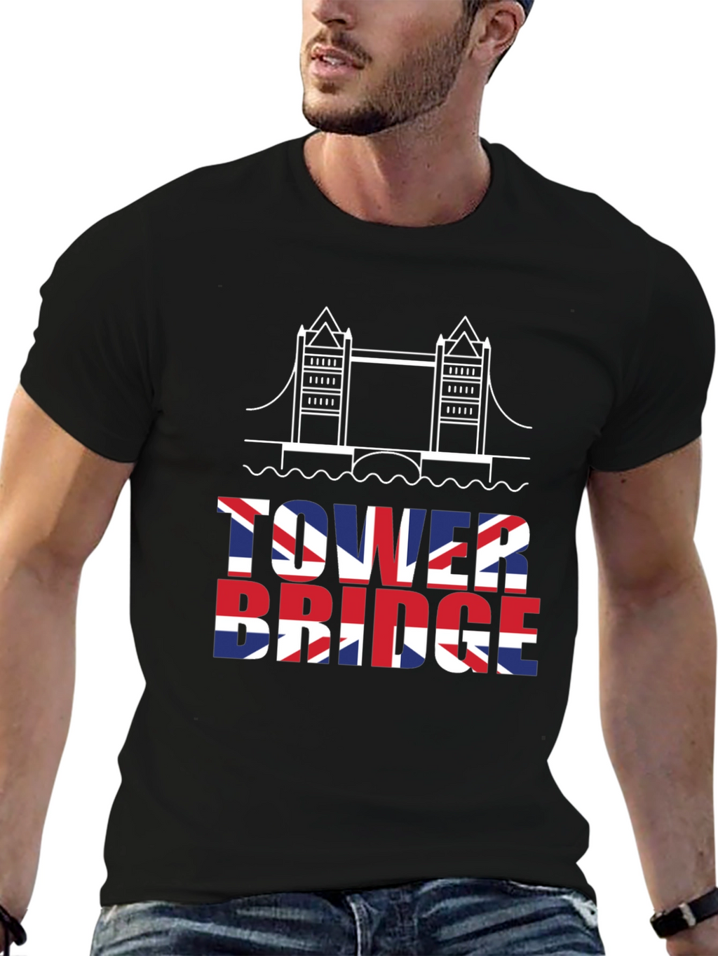 Tower Bridge UK Flag Graphic T-Shirt
