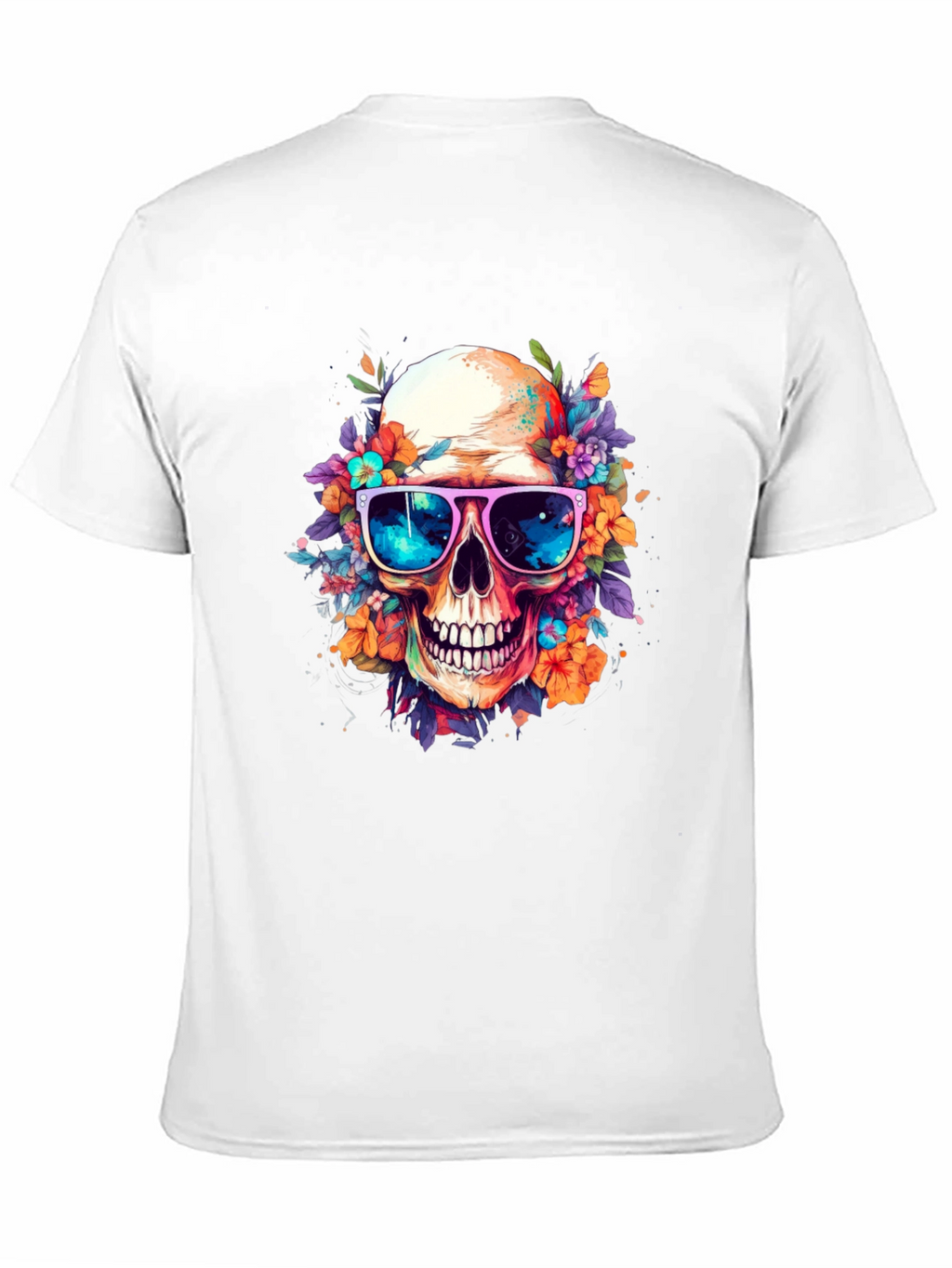 Floral Skull Graphic Tee - Unique Design