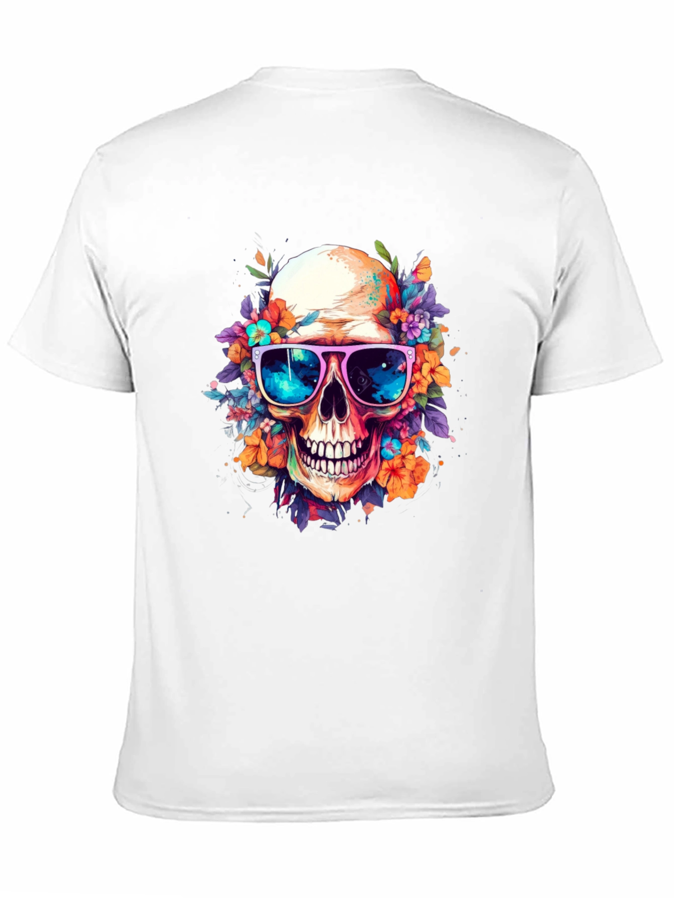 Floral Skull Graphic Tee - Unique Design