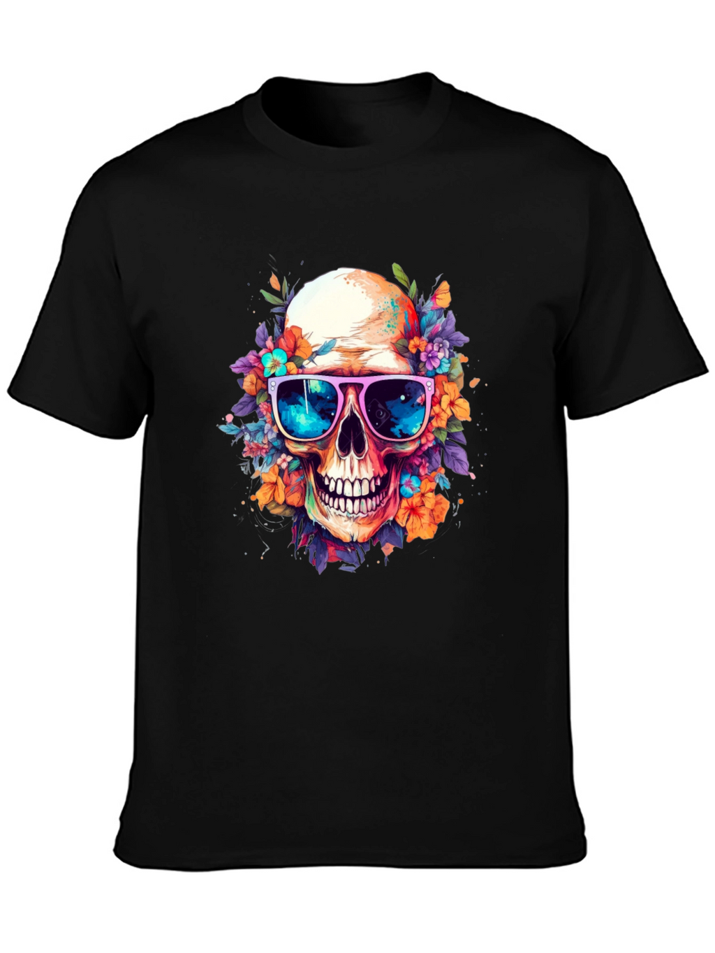 Floral Skull Graphic Tee - Unique Design