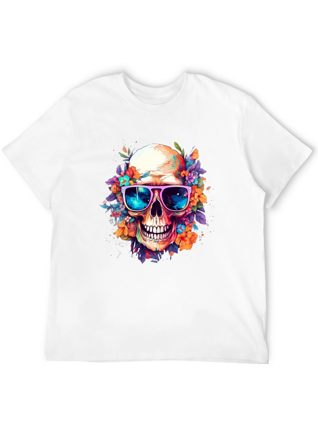 Floral Skull Graphic Tee - Unique Design