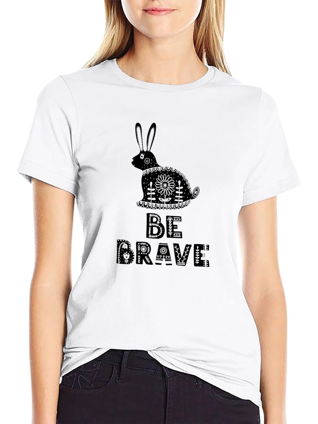 Be Brave Rabbit Graphic T-Shirt