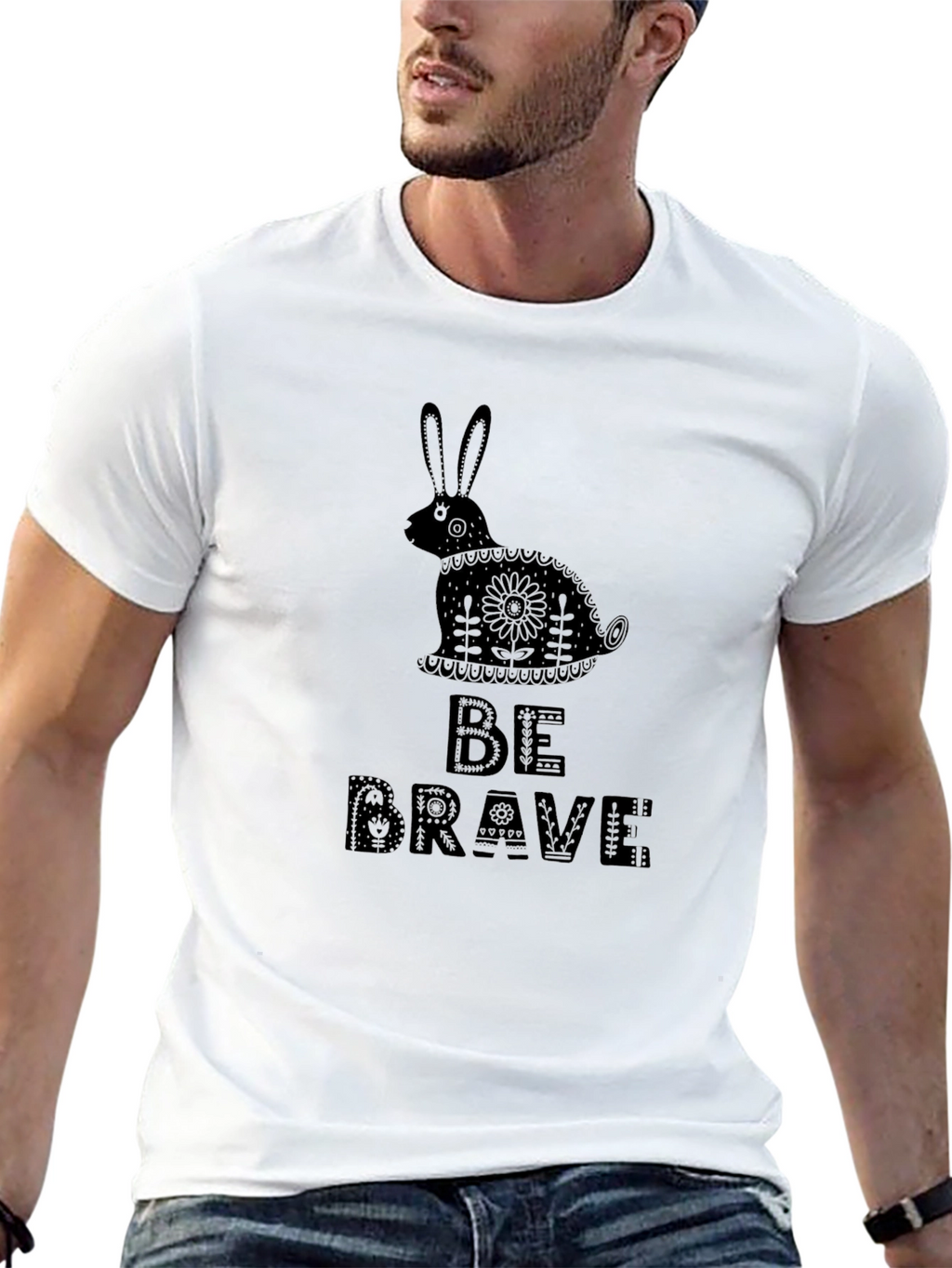 Be Brave Rabbit Graphic T-Shirt