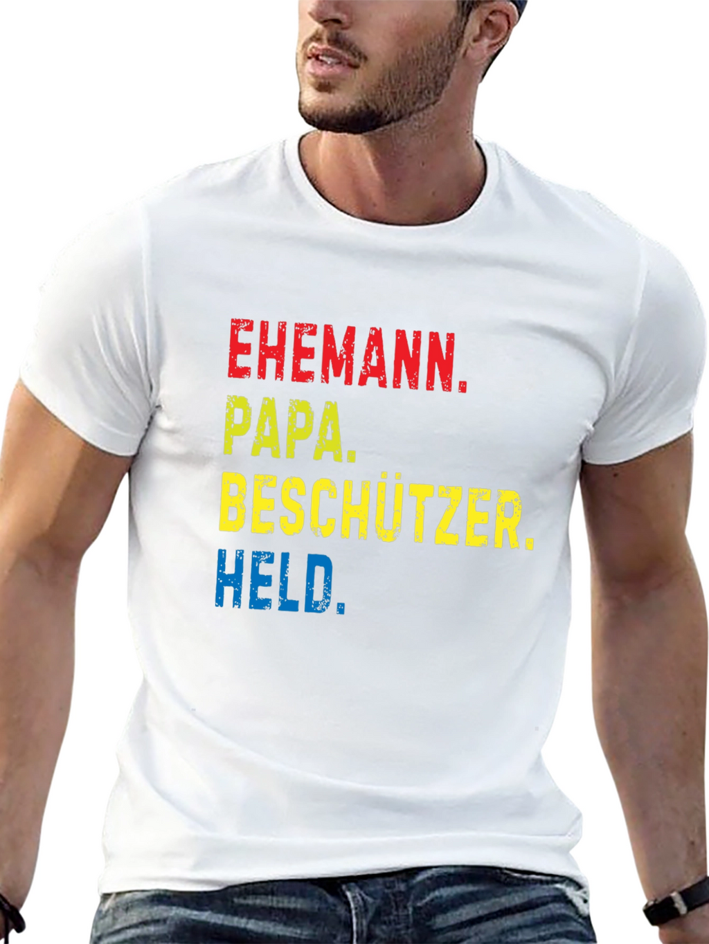 Ehemann Papa Beschützer Held Black T-Shirt