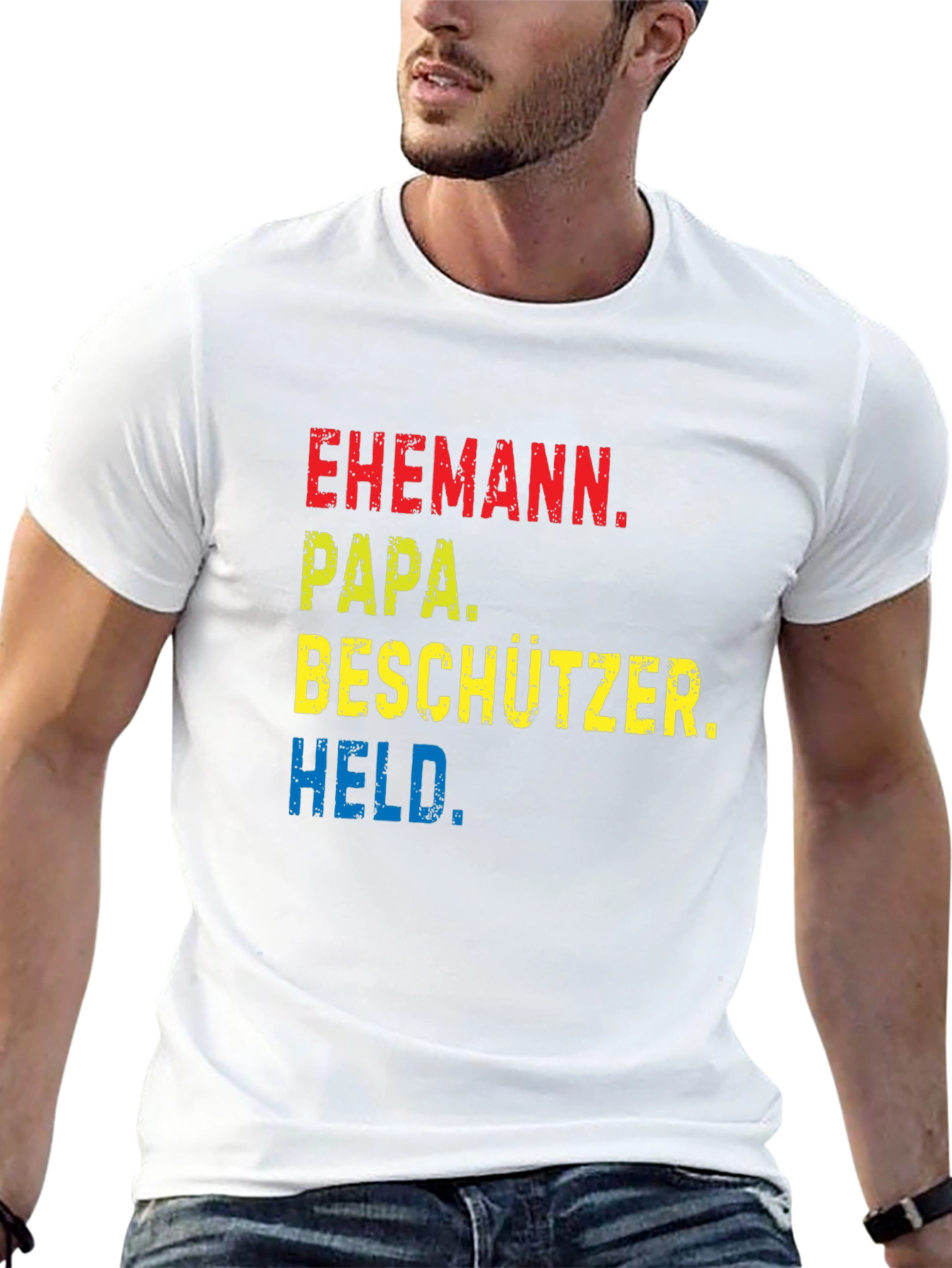 Ehemann Papa Beschützer Held Black T-Shirt