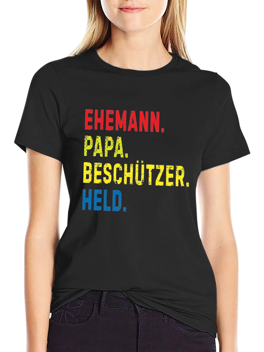 Ehemann Papa Beschützer Held Black T-Shirt