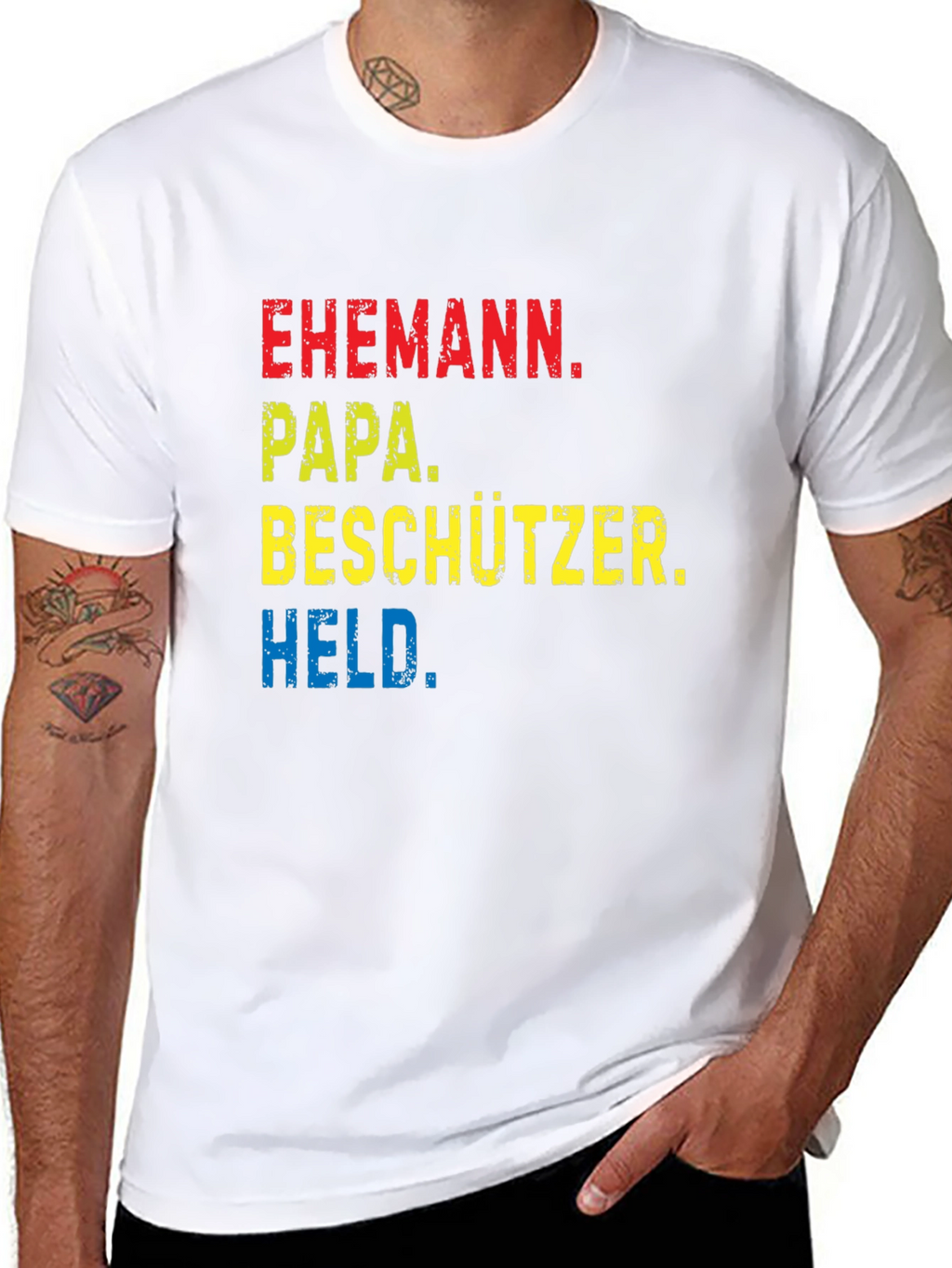Ehemann Papa Beschützer Held Black T-Shirt