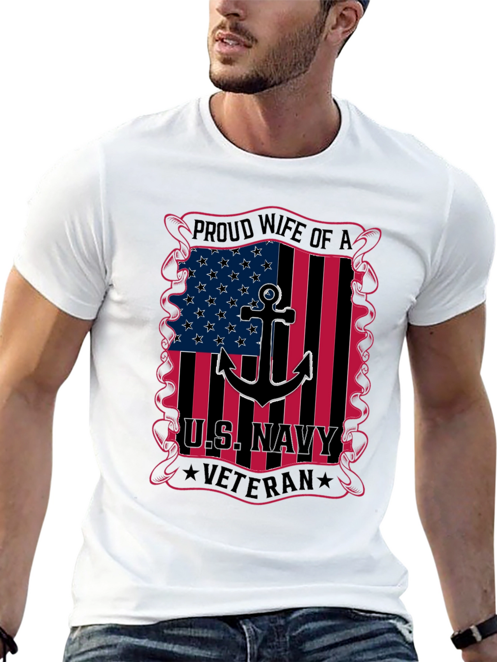 Proud Wife of a US Navy Veteran Graphic T-Shirt
