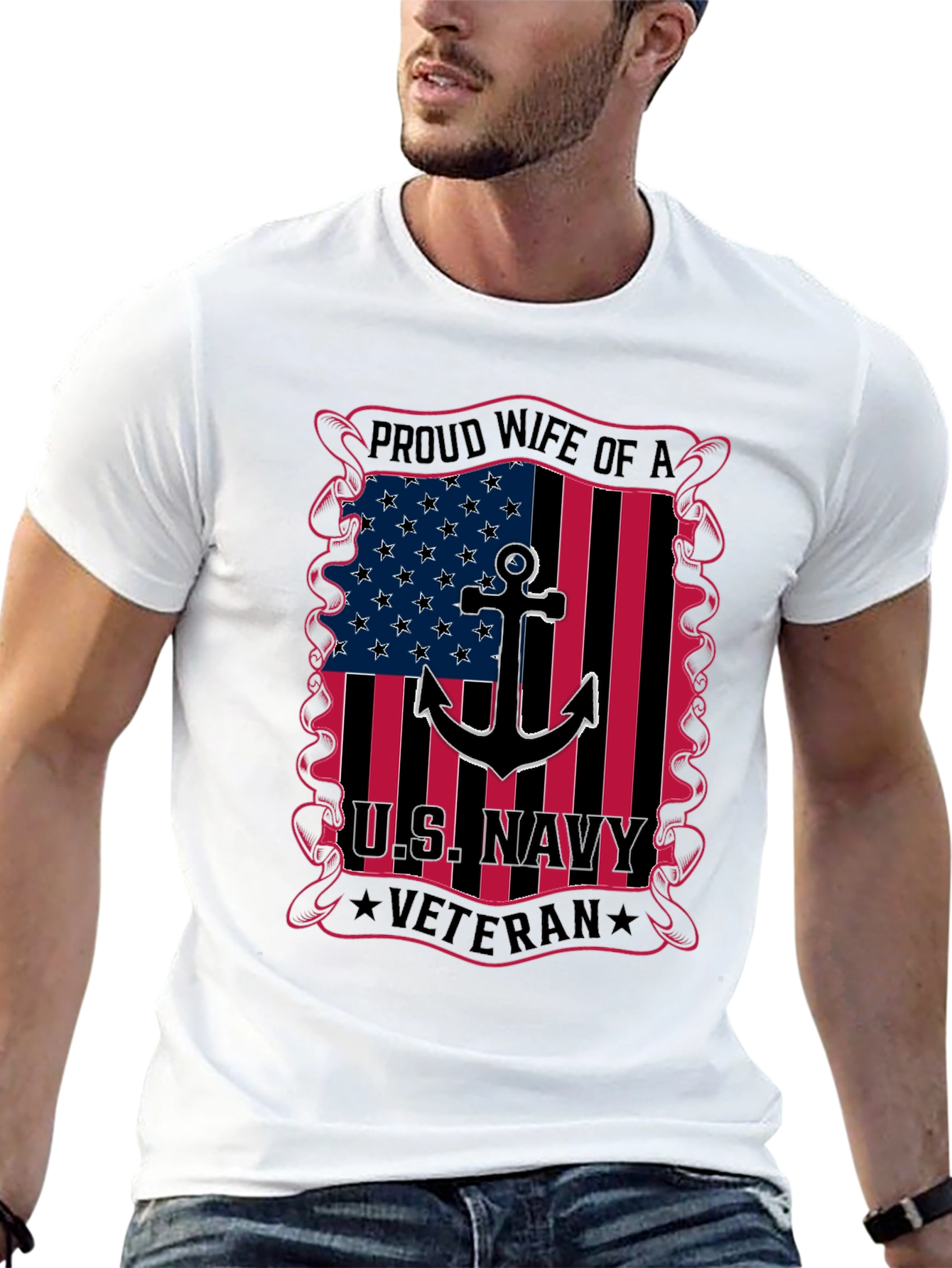 Proud Wife of a US Navy Veteran Graphic T-Shirt