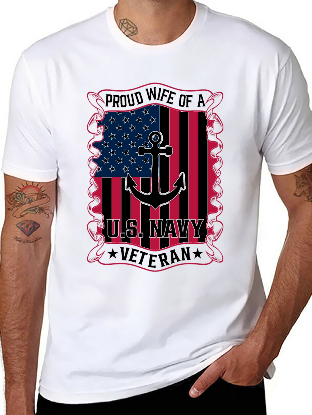 Proud Wife of a US Navy Veteran Graphic T-Shirt