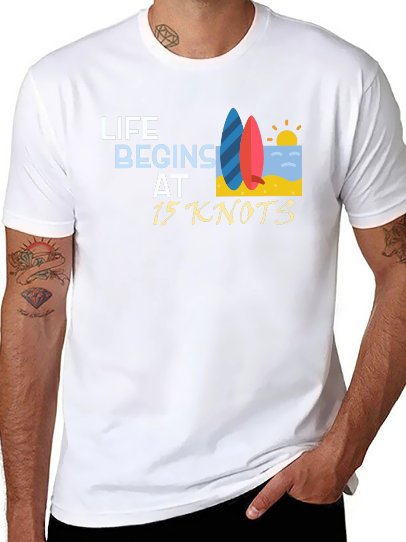 Life Begins at 15 Knots Black T-Shirt