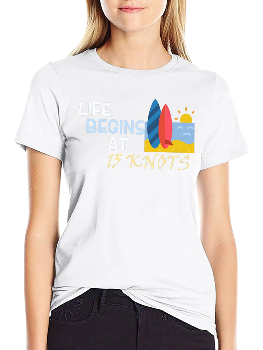 Life Begins at 15 Knots Black T-Shirt