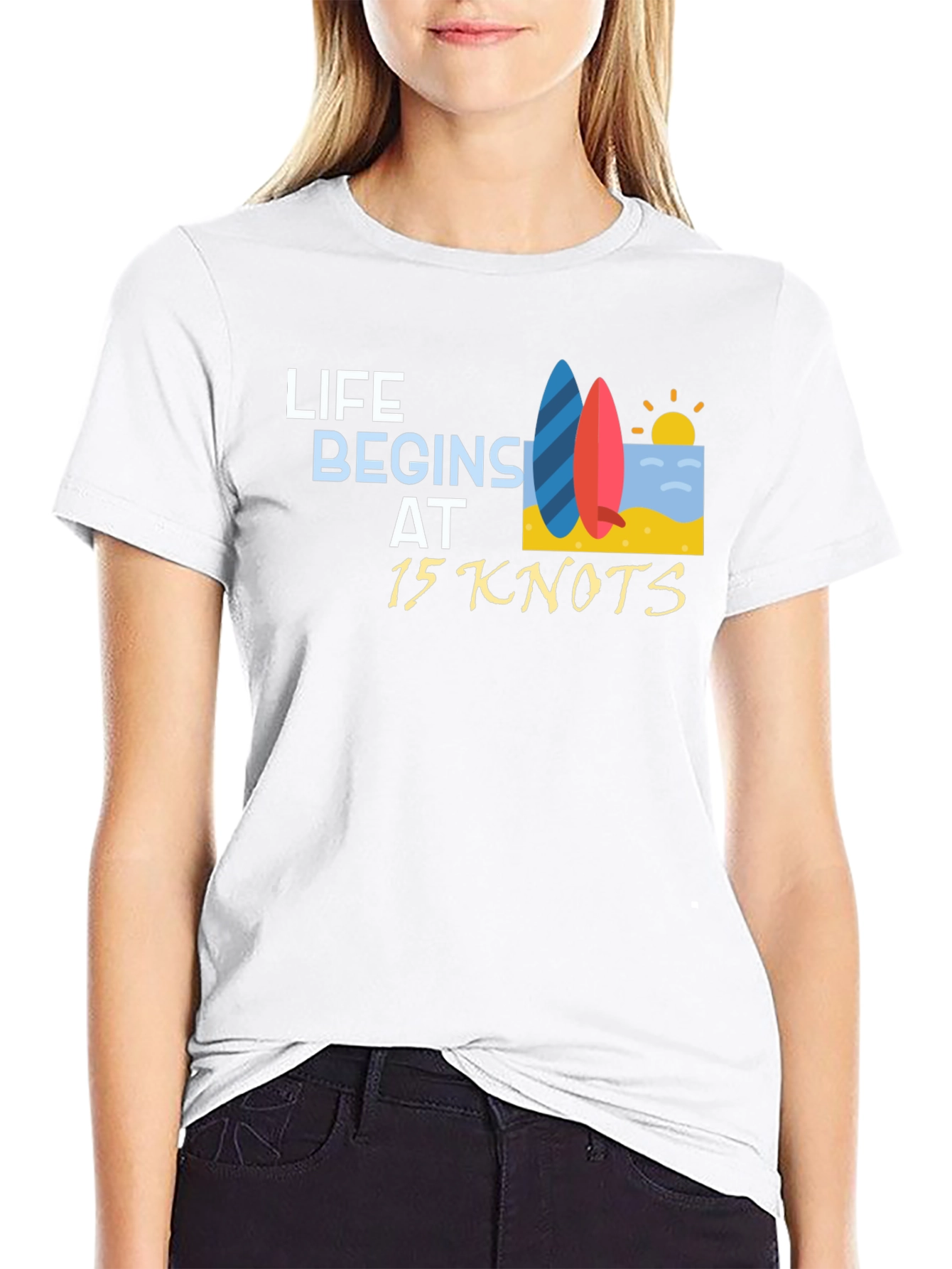 Life Begins at 15 Knots Black T-Shirt