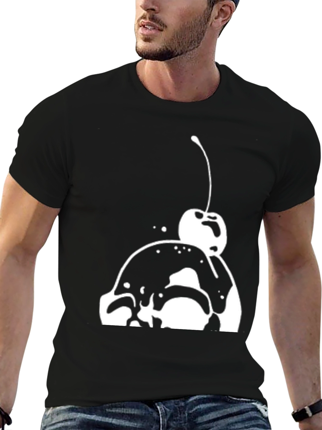 Ice Cream Cherry Graphic Tee - Black