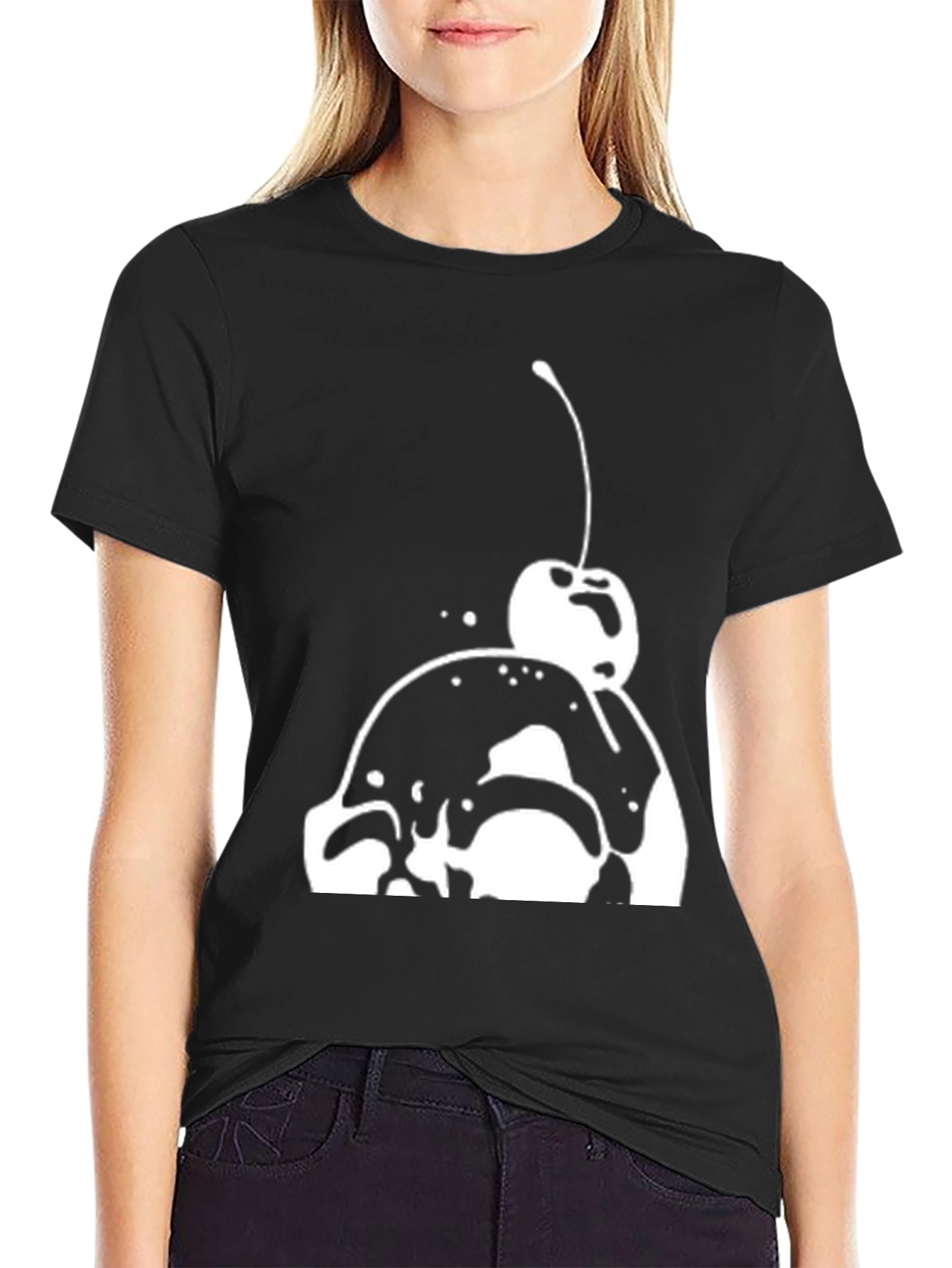 Ice Cream Cherry Graphic Tee - Black