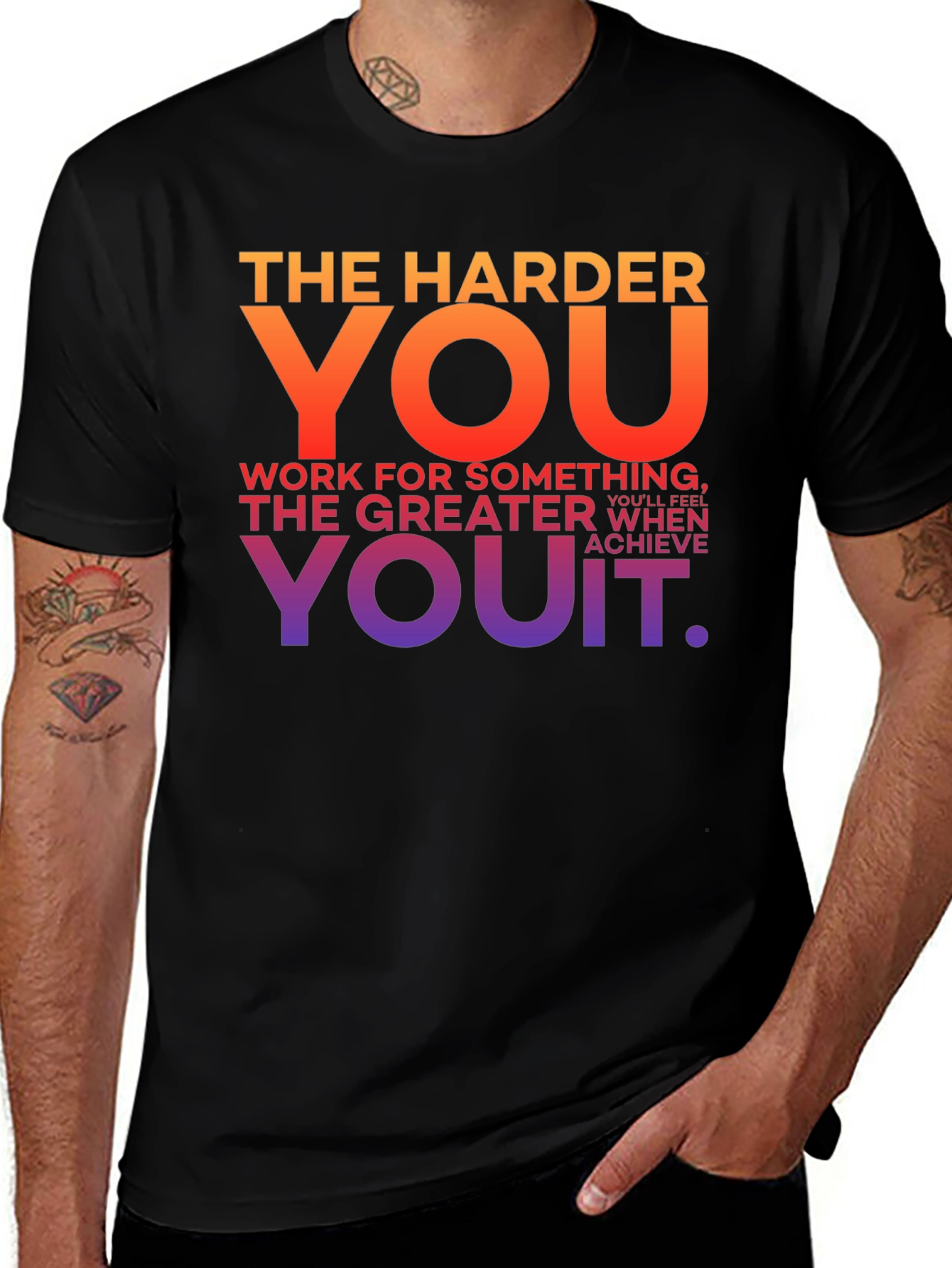 Motivational Graphic T-Shirt - Work Hard Achieve More