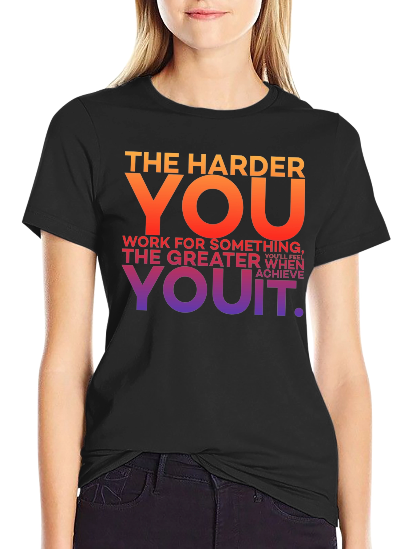 Motivational Graphic T-Shirt - Work Hard Achieve More