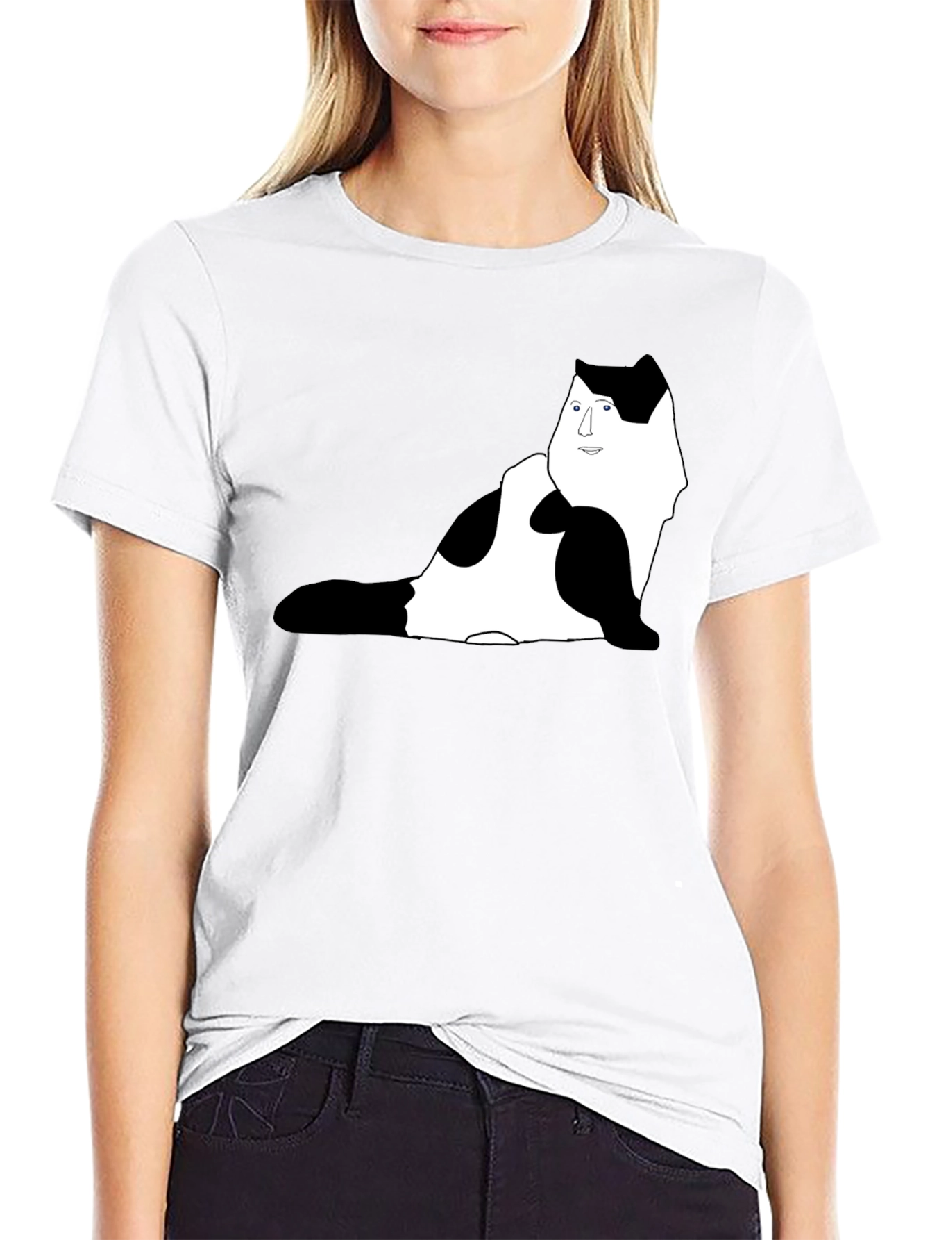 Unique Cat Portrait Black T-Shirt